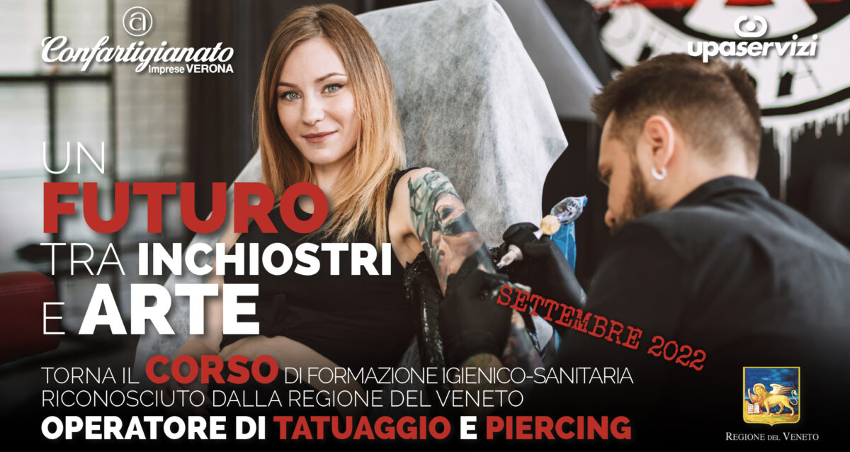 TATUAGGI & PIERCING – Il 29 settembre, nuovo corso a riconoscimento regionale per l’abilitazione all’attività di tatuaggio e piercing. Crediti formativi per estetiste