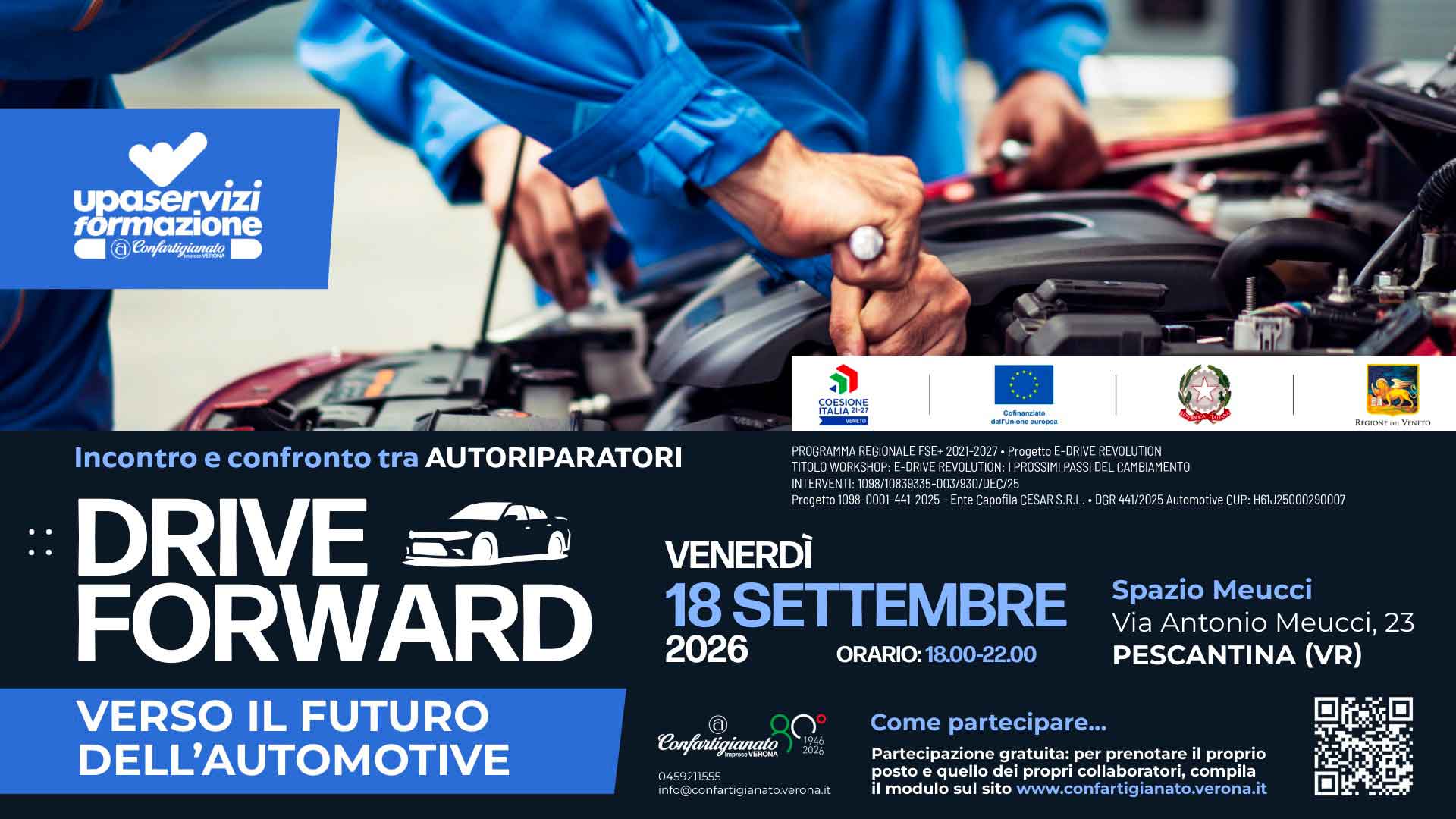 AUTORIPARAZIONE – "Drive Forward - Verso il futuro dell'automotive": incontro e confronto tra autoriparatori, 18 settembre, Spazio Meucci di Pescantina
